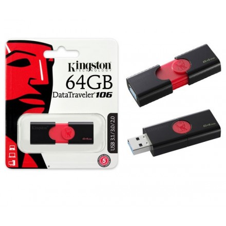 PENDRIVE KINGSTON DT106 64GB USB 3.0 / 3.1 GEN 1 -  NEGRO...